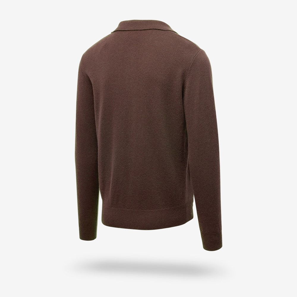 Men's Cashmere Long-sleeve Sweater Polo | ShoeBank