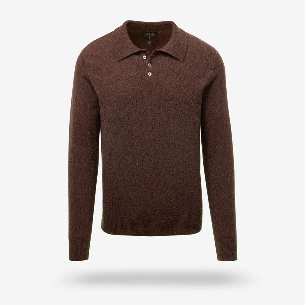 Men's Cashmere Long-sleeve Sweater Polo | ShoeBank